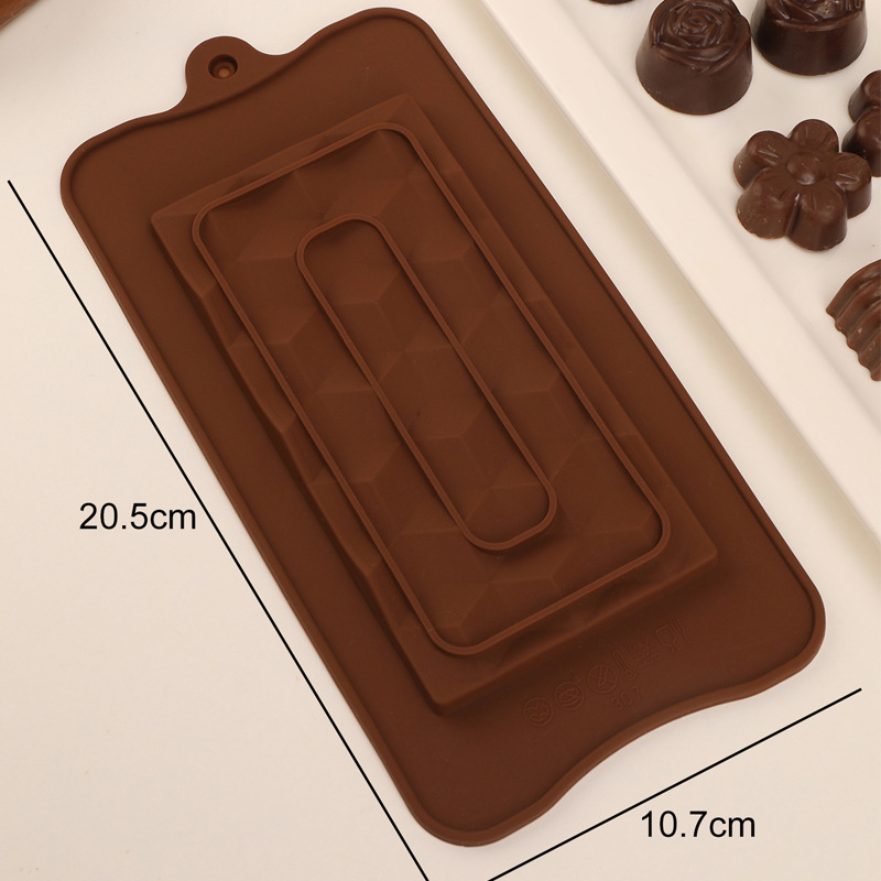Creative geometric triangular bubble-sized fragments, waffle chocolate cookies, gummy candies, coffee beans, and a whole piece of silicone mold details Picture