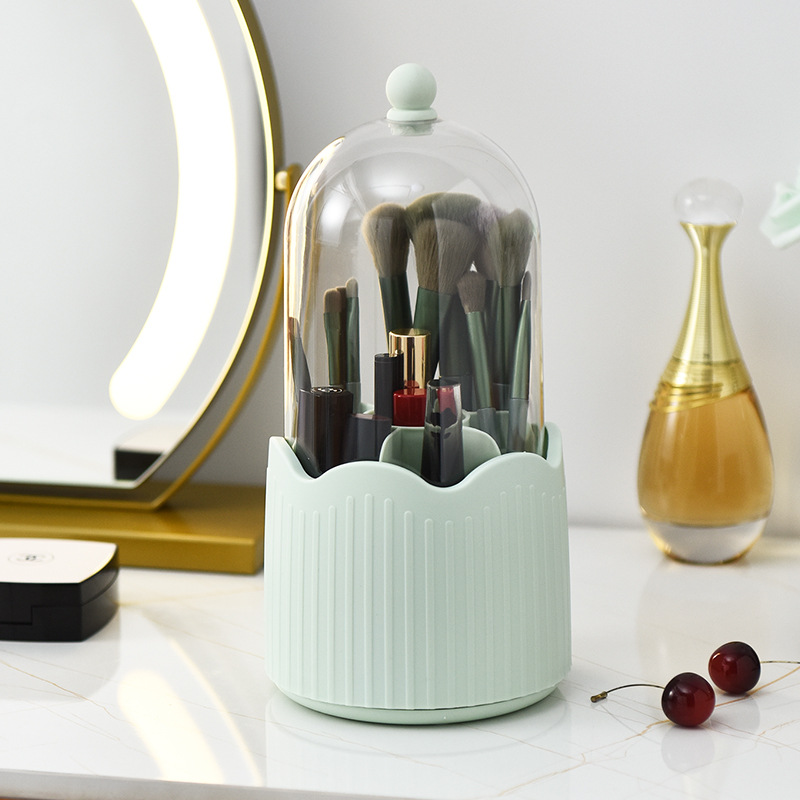 Rotating Makeup Brush Organizer Loose Powder Dust Powder Organizer Eyeshadow Brush Bucket Desktop Eyebrow Pencil Brush Holder Specification drawing