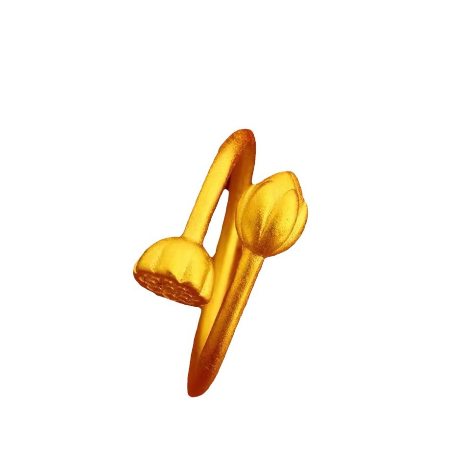 Wholesale imitation gold Vietnamese sand gold heart-shaped rings, open lady's brass gold-plated rings, two lives of happiness rings, high-end Item Picture