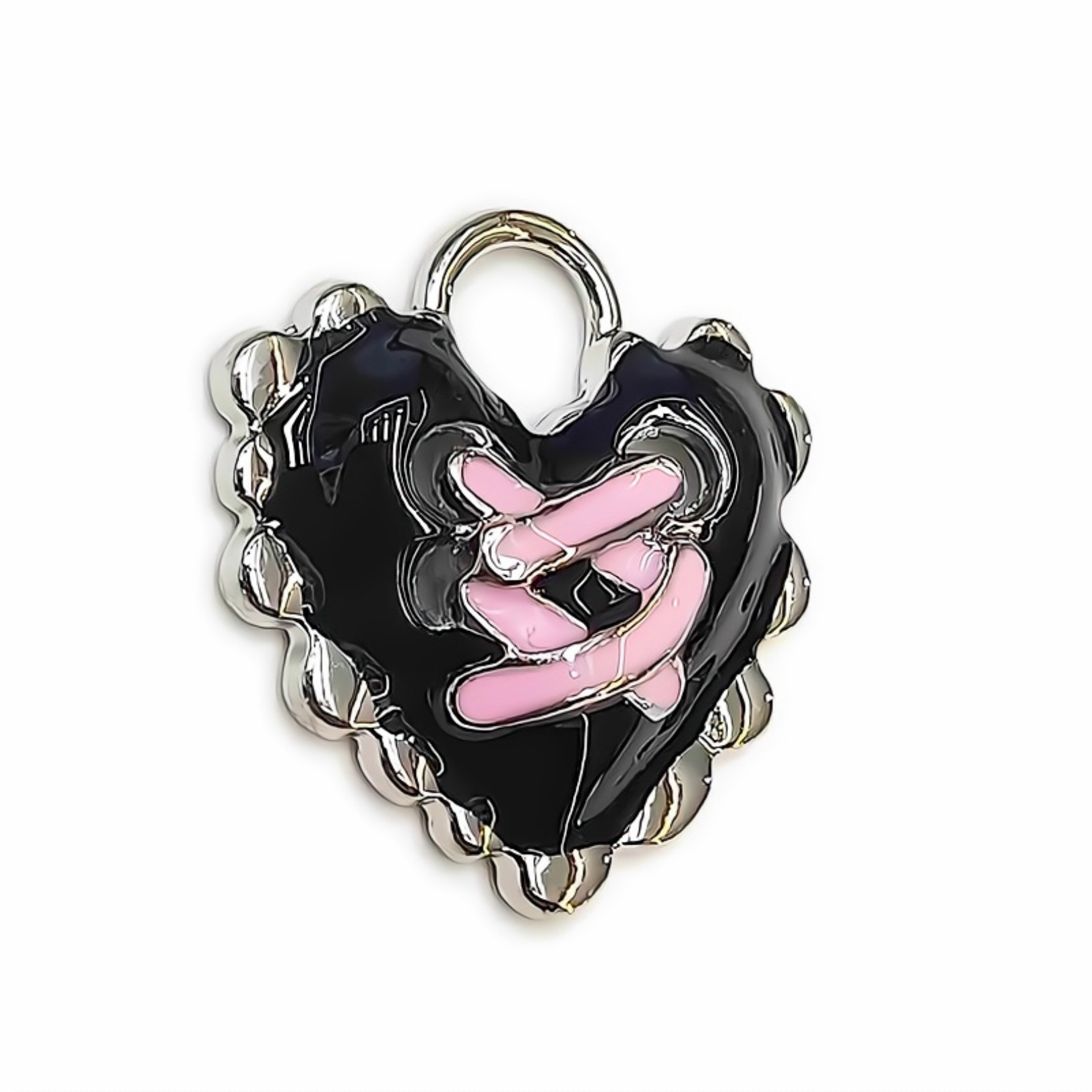 22*20Mm Sweet Cool Hip Hop Y2k Spice Girl Style Niche Retro Drop Glaze Love Necklace Accessories Feminine Exaggeration Specification drawing