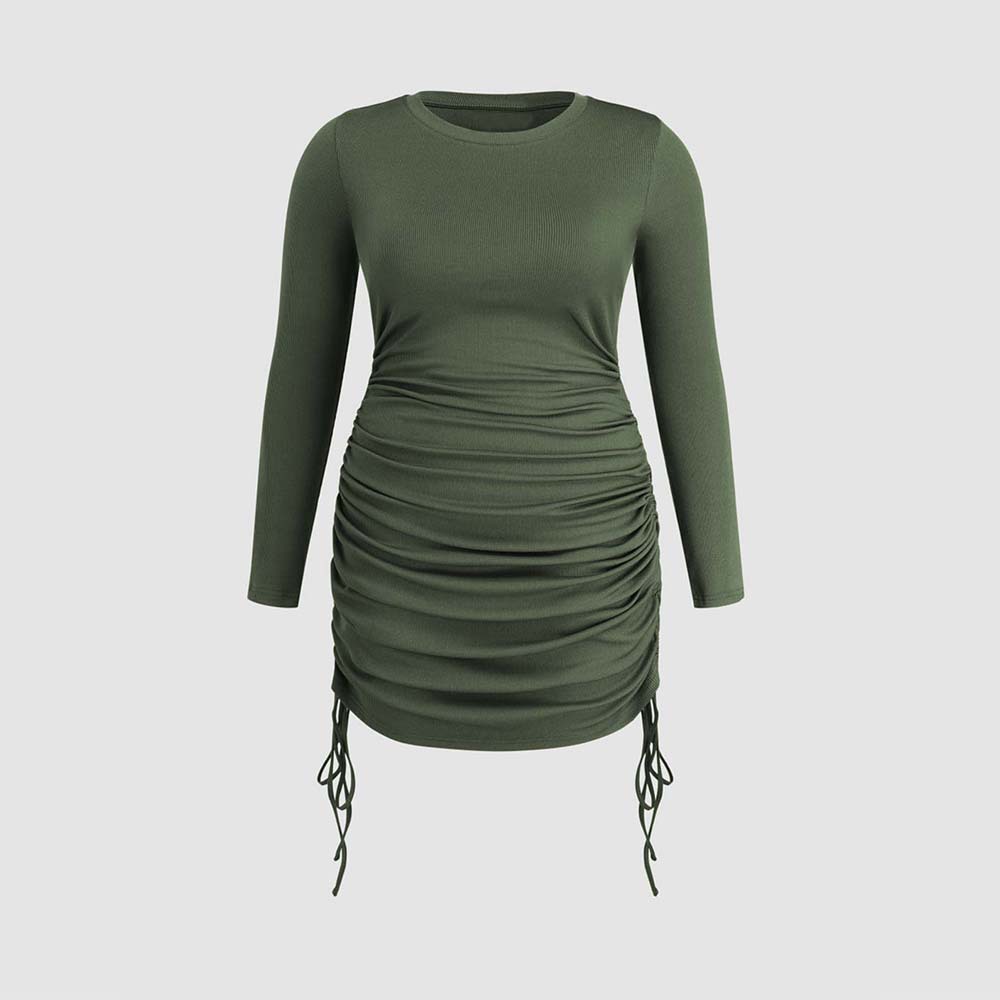 A simple and elegant plus-size women's dress with a round neck and a short skirt for cross-border trade in autumn and winter 2024 Application Scenario