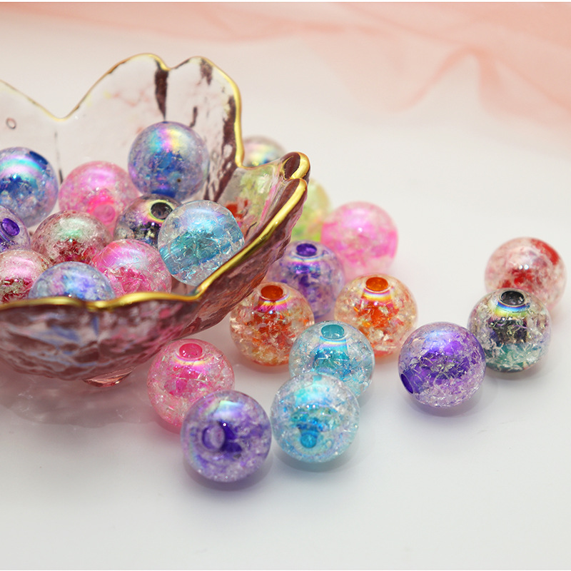 Acrylic transparent coated AB color burst straight hole pattern round bead plastic headband bracelet, children's DIY bead jewelry accessories