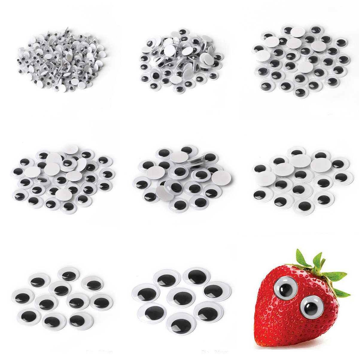 Children's Handmade Material Animal Eye Accessories Diy Toy Eyes With Glue Back Active Eyes Baby Black And White Eyes details Picture