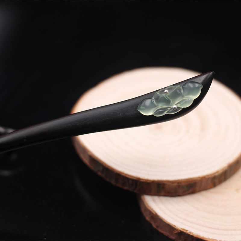 Original design of ebony hairpin women's hair accessory, ancient and simple style, new Chinese style, fringed high-end coiled hair hairpin details Picture
