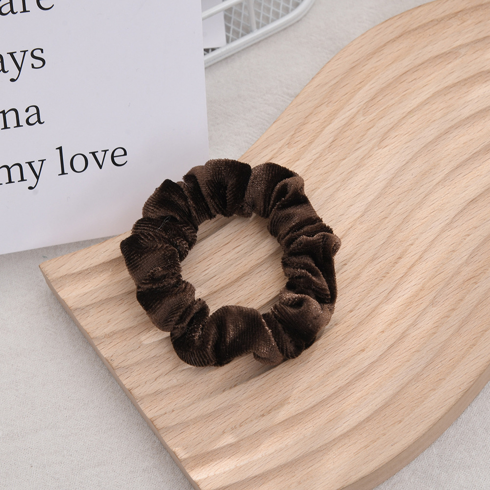 Basic velvet fabric large intestine hair band, solid color coil, leather band, high-elasticity and versatile fabric hair accessory manufacturer wholesale details Picture
