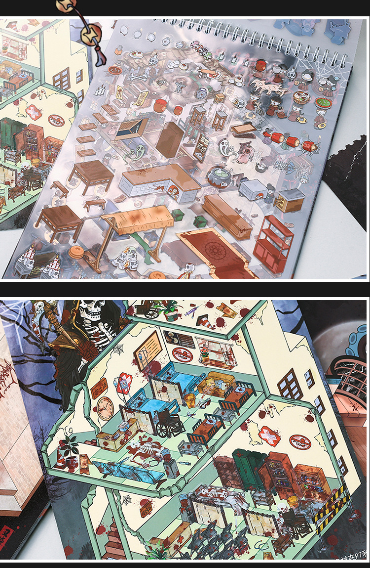 微恐系列微缩造景贴纸册 微恐立体造景贴画创意万圣节系列贴纸本详情11