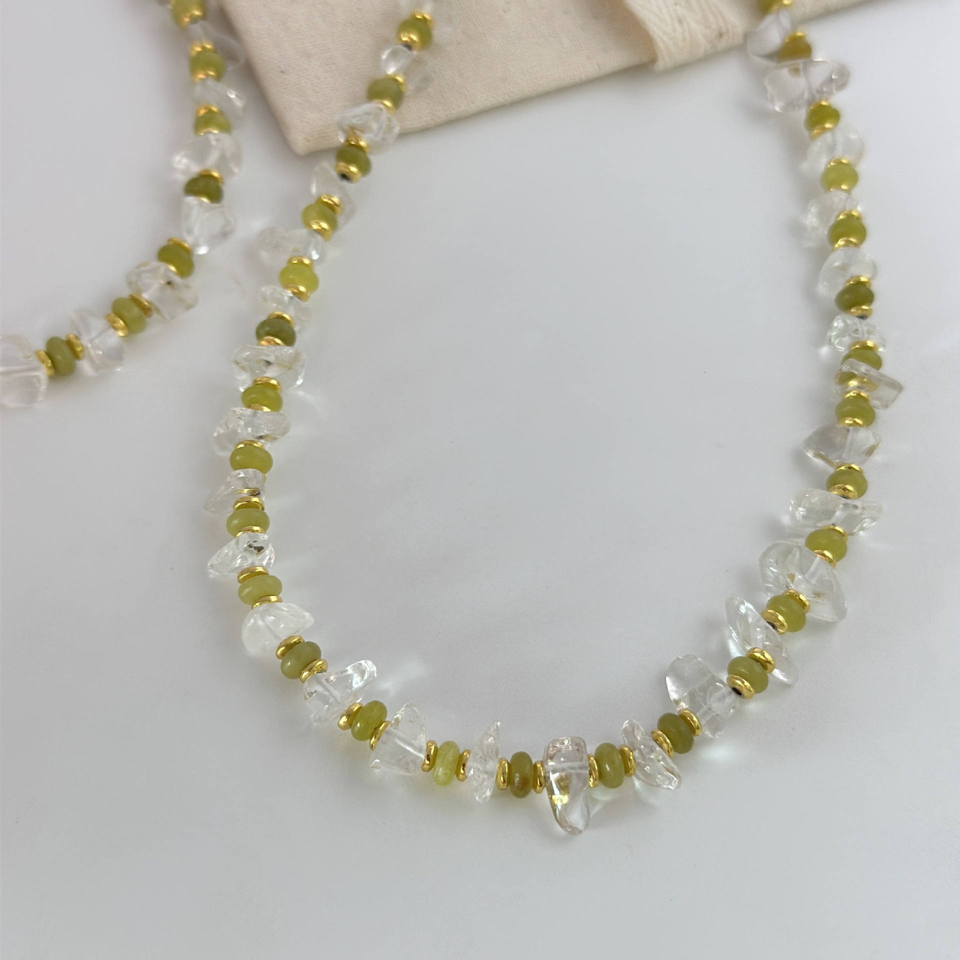 橄榄石异形水晶石串珠项链锁骨链天然石项链国风小众高级感项链女详情7