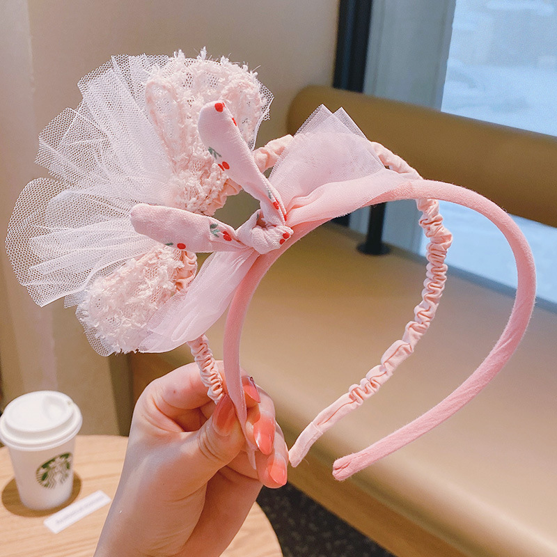 Korean children's mesh bow headband, princess hair accessory, girls' hairpin headband, summer baby cute headwear Specification image