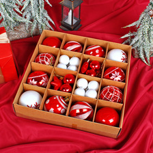 港之恋圣诞球套装圣诞树彩绘球吊饰挂件电镀球节日装饰球混款礼盒