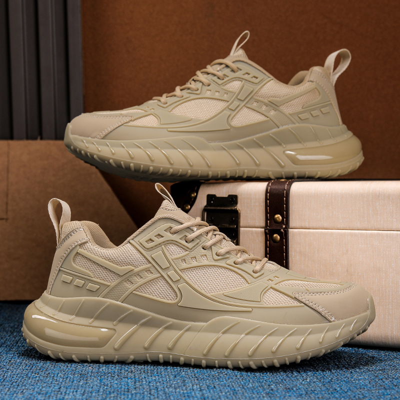 运动鞋男鞋新款轻便软底爆米花底男鞋透气三层网布跑步鞋老爹鞋男