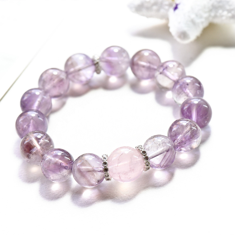 Original natural purple rabbit hair crystal bracelet beads from Meigong Accessories, simple and luxurious purple crystal Korean version live wholesale Specification image