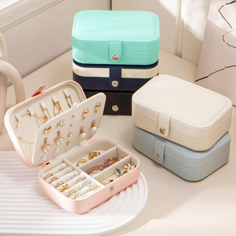 Jewelry Storage Box Double Necklace Earrings Ring Pu Jewelry Box Amazon Portable Jewelry Box Home Jewelry Box (Price Negotiable) details Picture