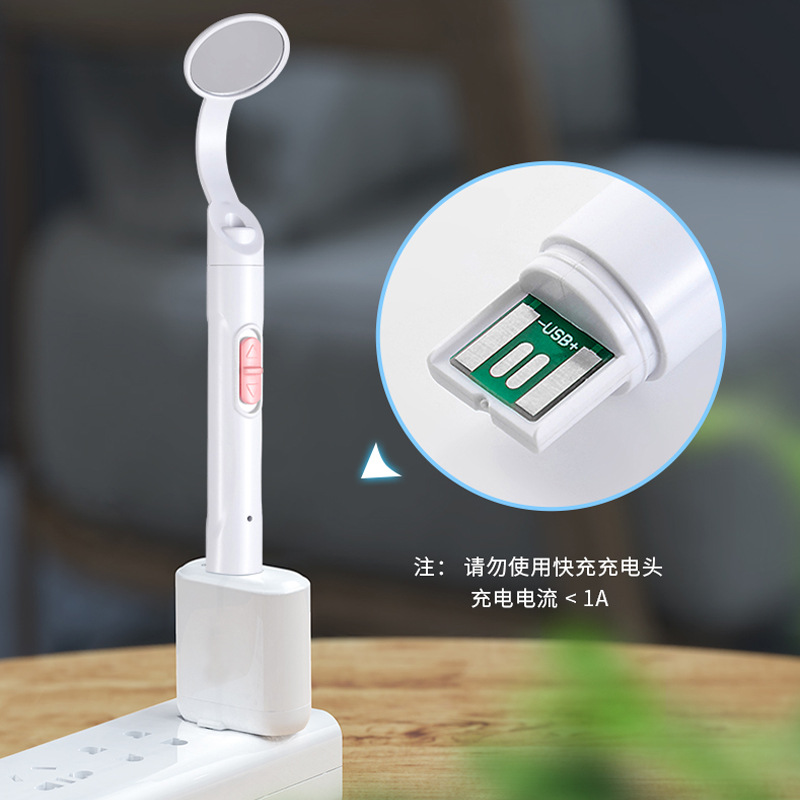 USB charging oral mirror, home anti-fog band light, replaceable oral mirror and dental mirror, dual light source dental internal examination mirror Specification image