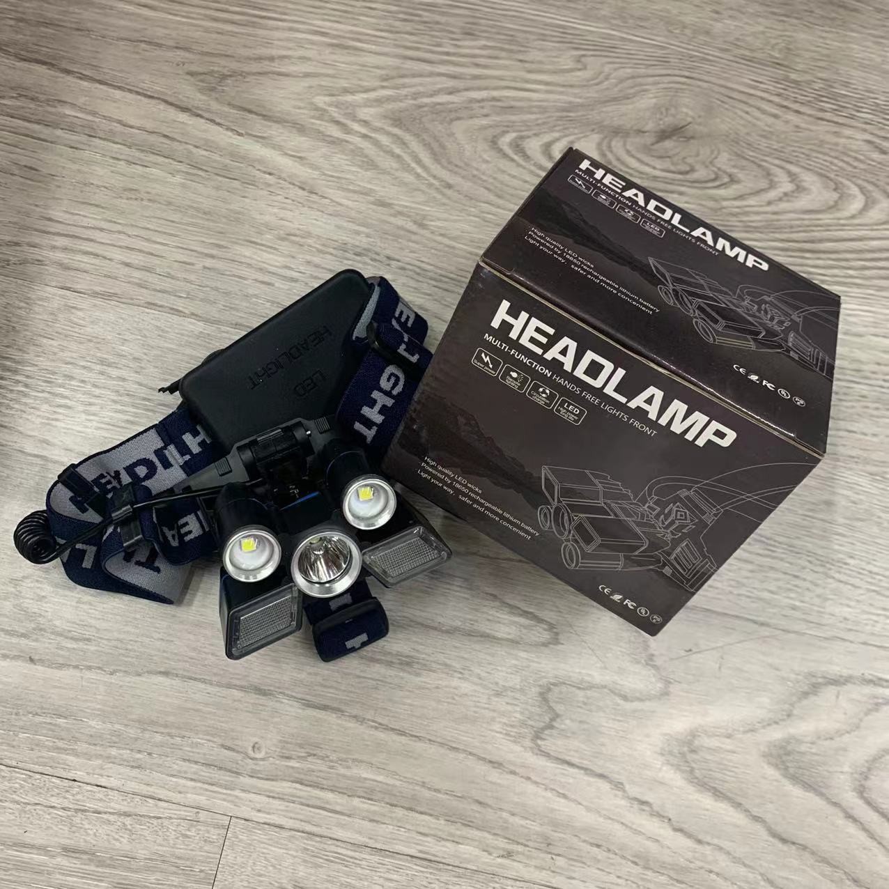 Wholesale of new high-power headlamps with USB charging function for outdoor camping and night cycling, featuring blue and red warning headlamps Application Scenario