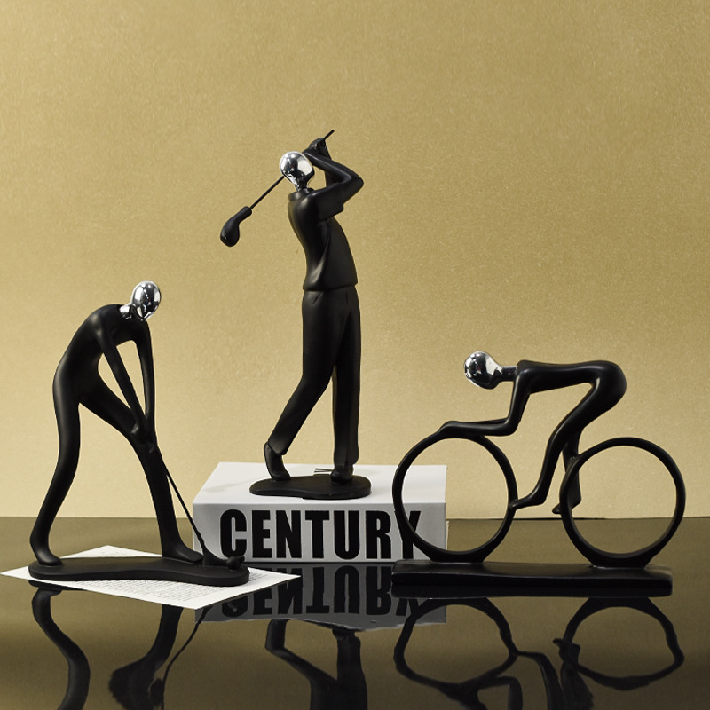 Nordic minimalist singer black character set Home living room entrance hall TV cabinet wine cabinet resin decoration set Application Scenario