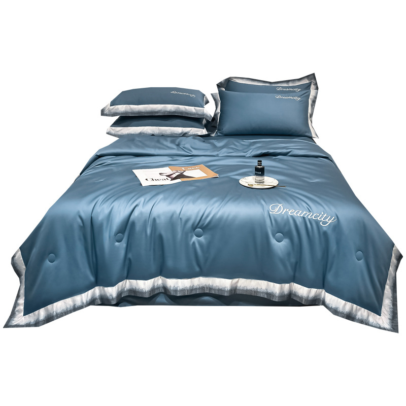 2025 New Summer Ice Silk Cool Quilt Set, air-conditioned cool summer quilt, single thin quilt, machine washable Item Picture