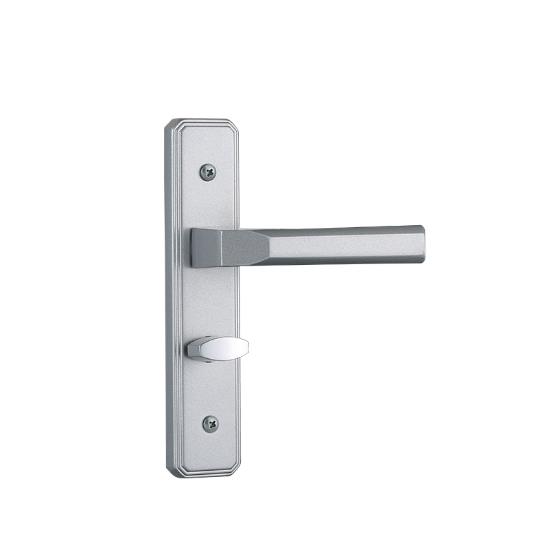 Black bathroom door lock, single-tongue keyless toilet door handle, aluminum alloy glass door lock, universal bathroom door lock details Picture