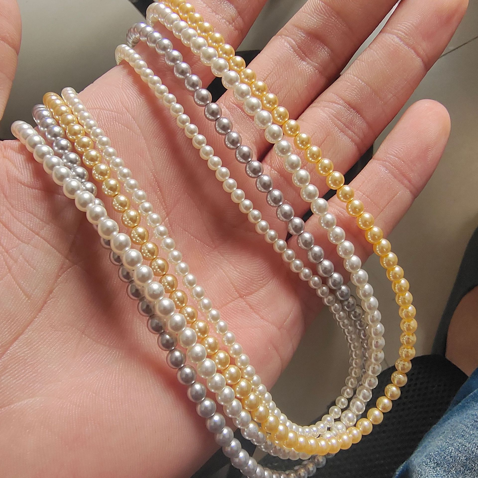 3mm slim Xiaomi pearl necklace, women's imitation Shi family pearl necklace collarbone chain, small light luxury, versatile short crystal Application Scenario