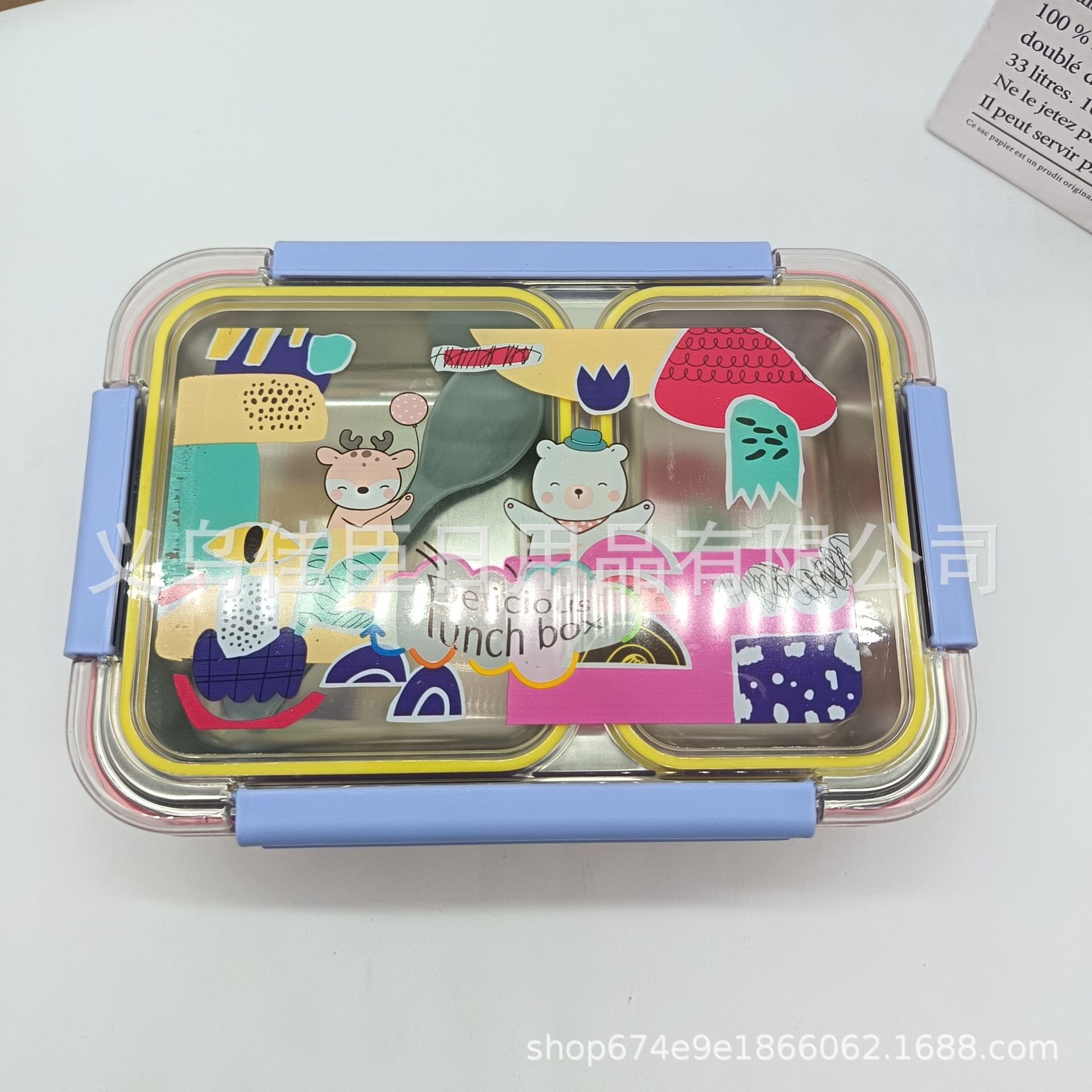 Amazon wholesale children's lunch boxes, cartoon cute and colorful little animals, portable bento boxes, lunch boxes, picnic boxes with spoons Application Scenario