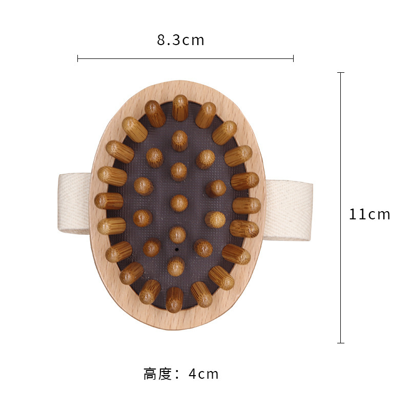 New Beech Air Cushion Meridian Massage Brush Wood Multi-Contact Convex Point Air Bag Manual Acupoint Meridian Brush Specification drawing
