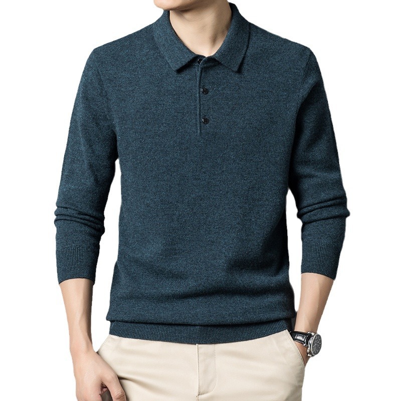 New autumn and winter men's woolen sweaters, long-sleeved pure wool sweaters, men's casual lapel knitted sweaters, one-piece consignment Item Picture