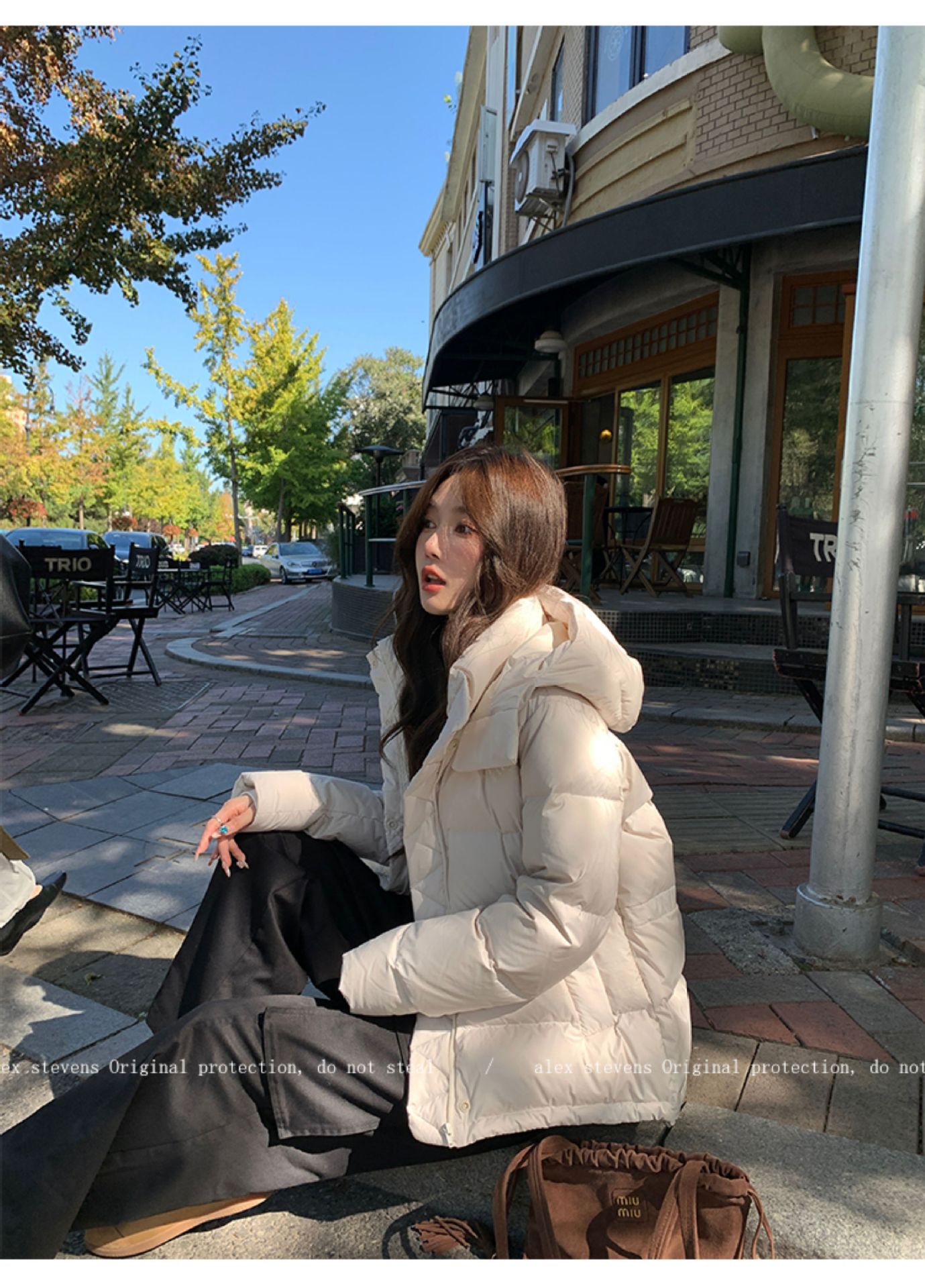 露露同款五格95白鸭绒羽绒服女短款收腰学生加厚连帽面包服批发潮详情20