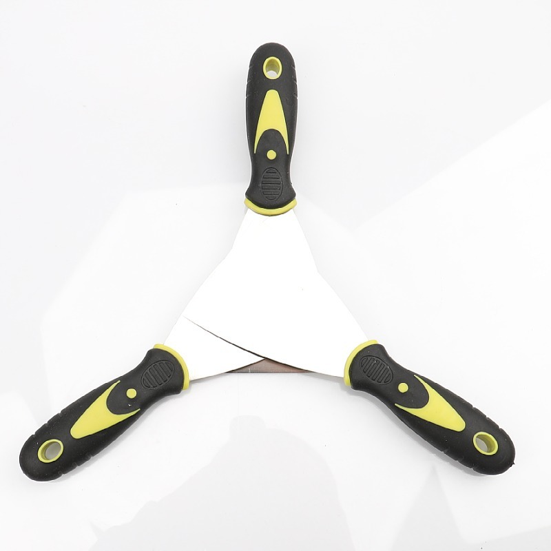Manufacturers Wholesale Two-Color Handle Stainless Steel Putty Knife Plastic Handle Shovel Knife Cleaning Putty Knife Vinyl Handle Batch Knife Specification drawing