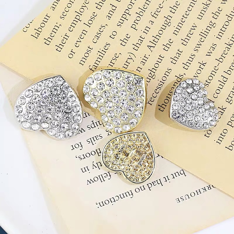 时尚金属爱心镶钻钮扣小香风大衣风衣西装外套钮扣桃心精美装饰扣