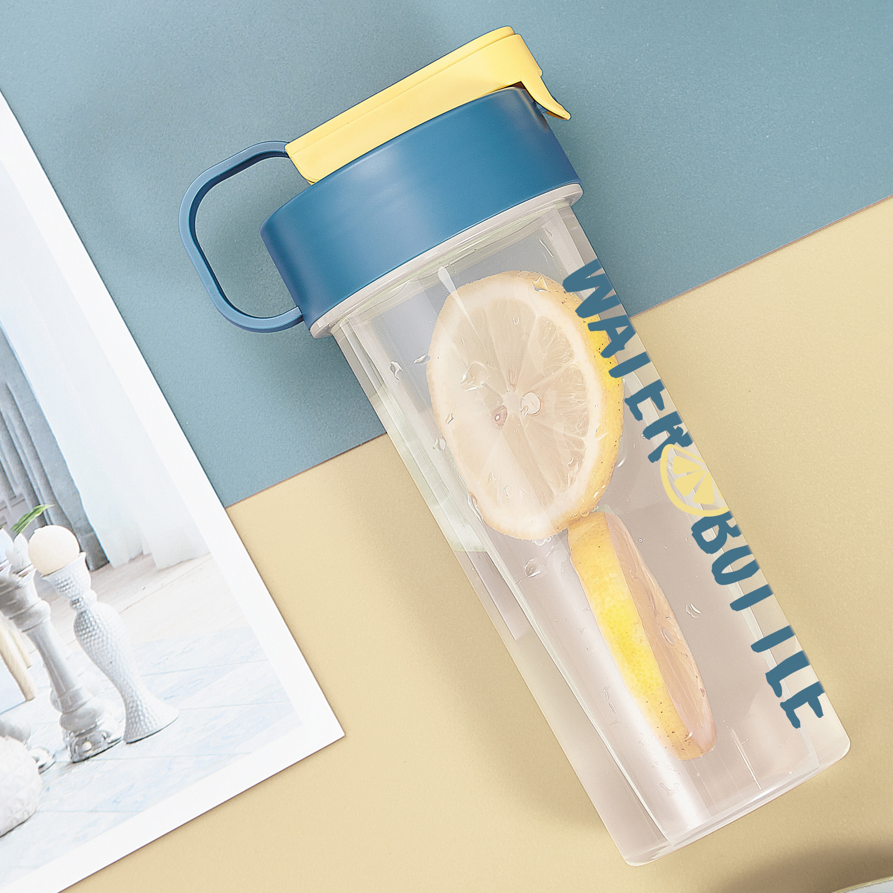 Portable plastic water bottle for students' outdoor sports, summer sealed and leak-proof water cup gift details Picture