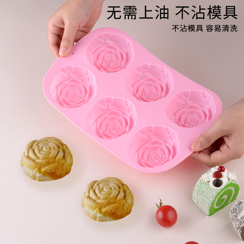Creative rose high-temperature resistant silicone cake mold, Valentine's Day DIY handmade soap mold, candle rice cake resin mold Specification image