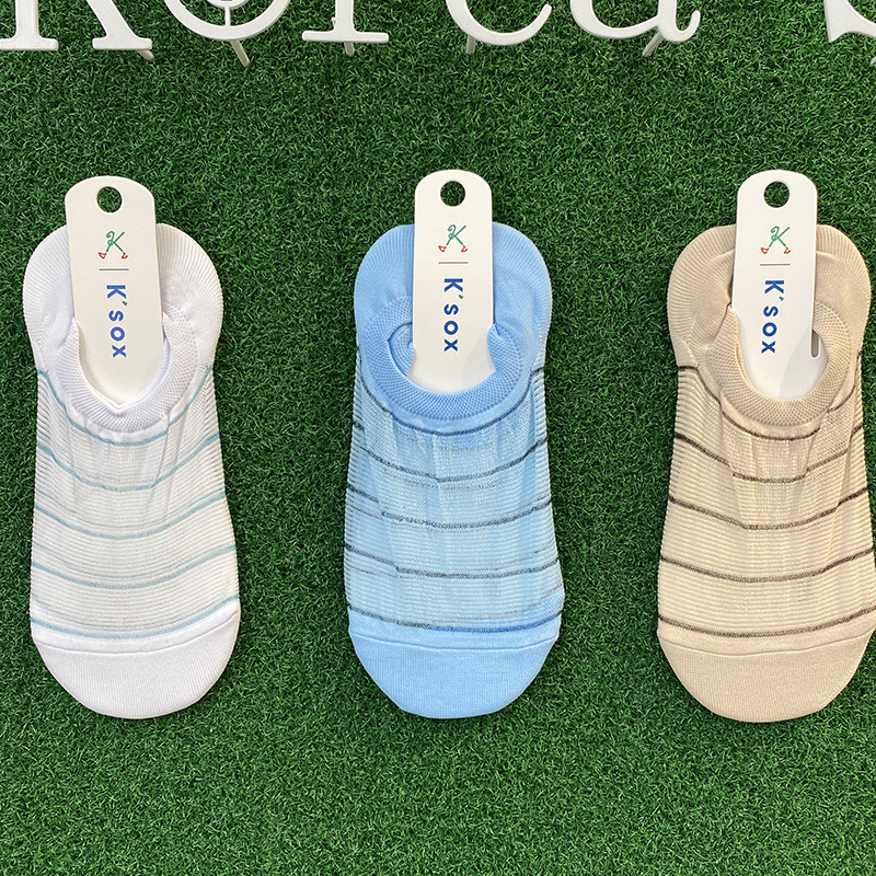 Dongdaemun, South Korea, wholesale of spring new thin mesh bright silk striped anti-slip and non-slipper women's socks Specification image