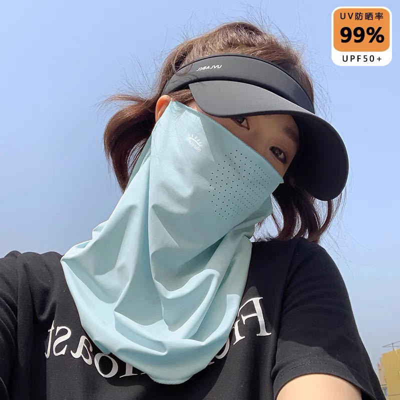 Summer sun protection face mask, women's outdoor full face neck guard, neck wrap, one-piece ear-hanging neck cover myl details Picture