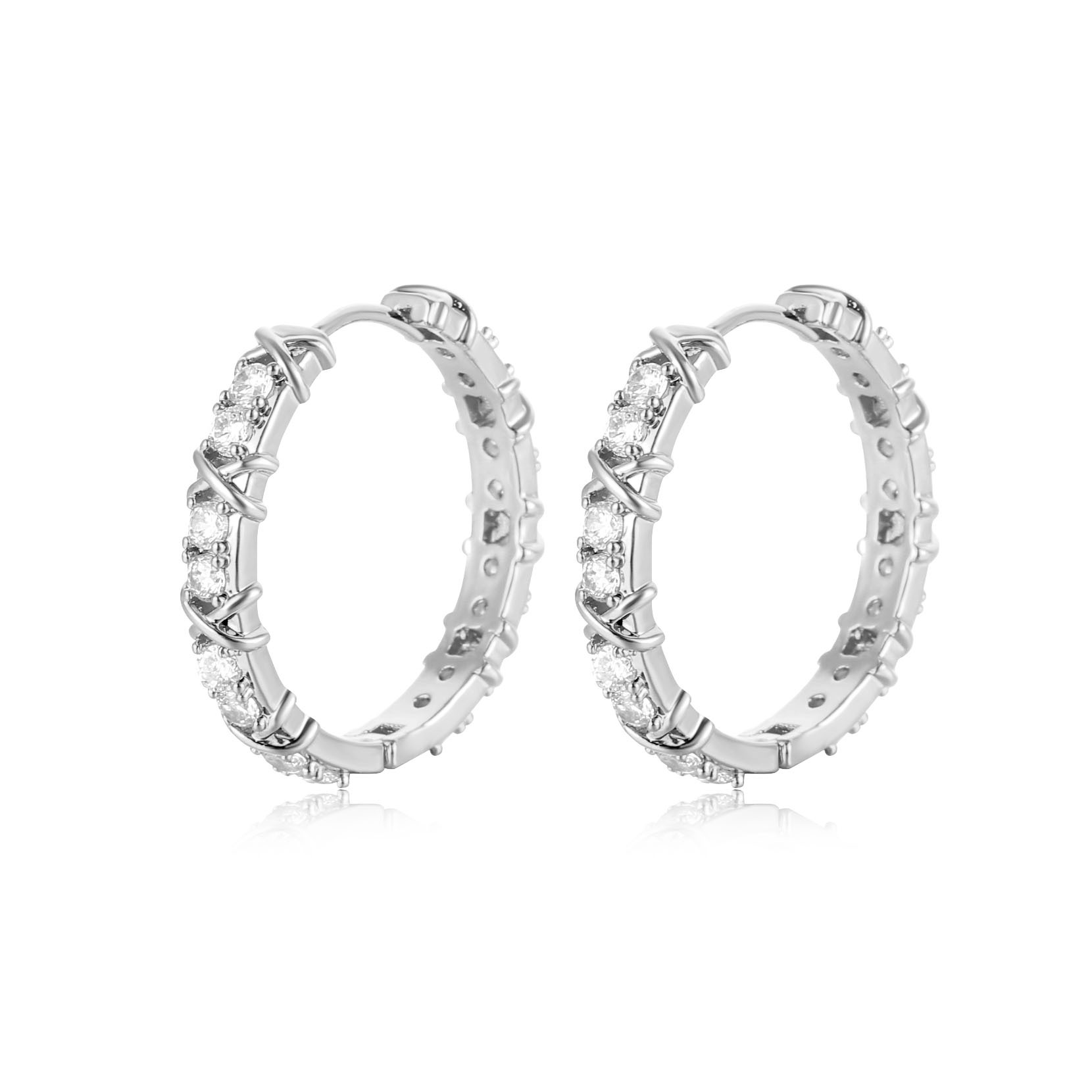 Kasi Jewelry Women's micro-inlaid zircon ring ear buckles, trendy and popular European and American earrings wholesale Item Picture