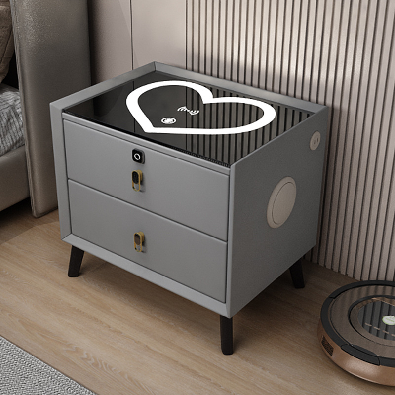 20363 Smart Bedside Table: Simple and modern storage cabinet, solid wood storage cabinet, multi-functional wireless charging, fingerprint lock bedside table Application Scenario