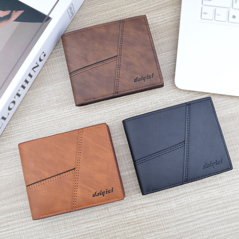 New Men's Wallet, Short Men's Wallet With Multiple Compartments, Fashionable And Casual Wallet, Thin And Soft Leather Wallet For Young Men details Picture