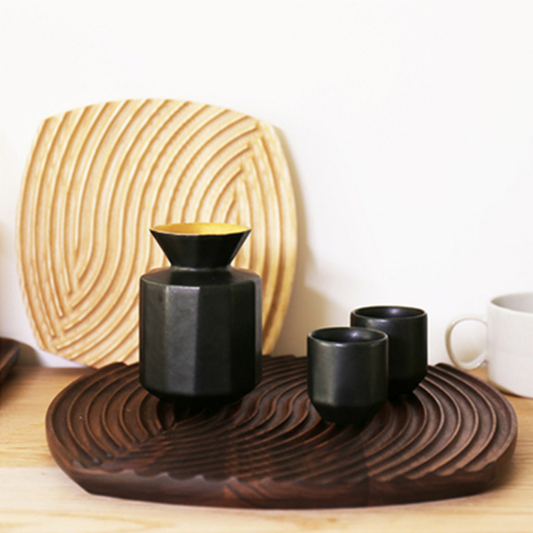 Japanese Entryway Decoration Aromatherapy Storage Tray Water Corrugated Wood Afternoon Stove Tea Fruit Dried Fruit Tray Specification drawing