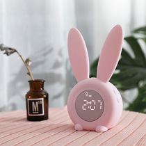 Cartoon rabbit timer alarm clock with night light LED light timer alarm clock Creative USB charging bedside lamp
