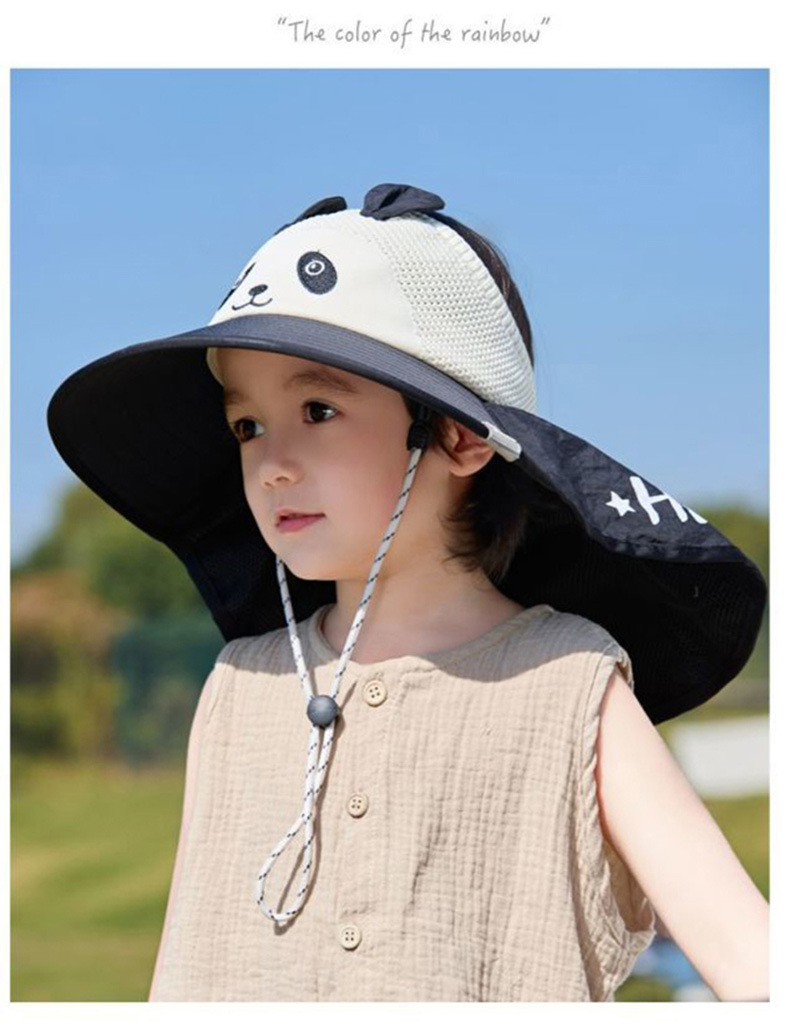 儿童防晒帽宝宝夏季大檐护脖披肩遮阳帽男女童可爱渔夫帽卡通详情14