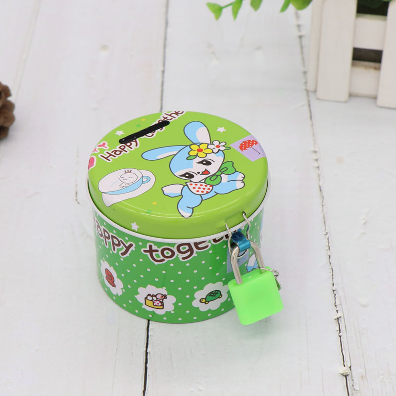 Self-owned brand Kulomi cartoon tinplate piggy bank, round children's piggy bank, cute little pig piggy bank custom gift details Picture