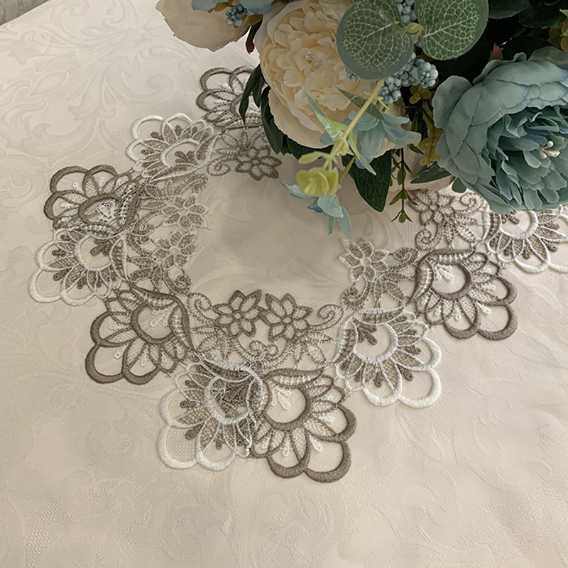 V3FP American tablecloth fabric heat-resistant and heat-insulating home chair cover, white dining table chair cover and cushion set, long details Picture