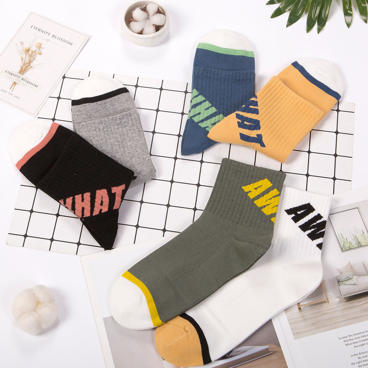 Milan Spider ins Autumn/Winter Men's mid-calf socks Basketball Socks Letter pure combed cotton socks wholesale Individual packaging Application Scenario