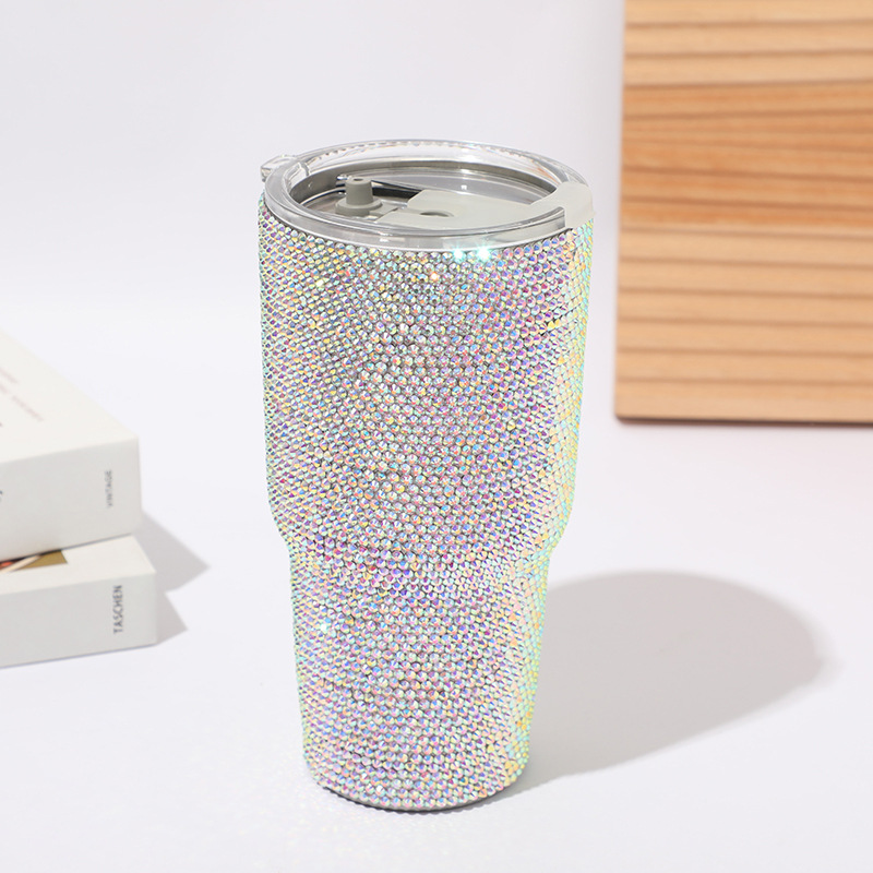 Cross-border 30oz diamond-encrusted ice cup, stainless steel car cup, double-layer stainless steel insulated cup, cooling cup in stock Application Scenario