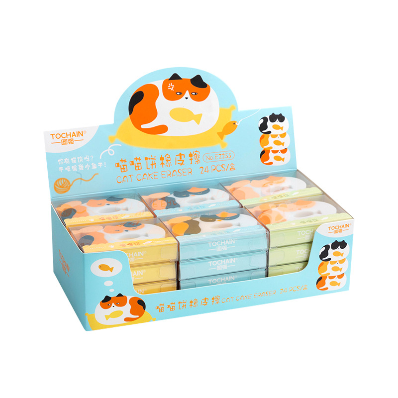 Tuqiang Miao Miao Pancake Eraser, a cute cartoon cat-shaped eraser specially designed for primary school students, cleans thoroughly without leaving any marks Item Picture