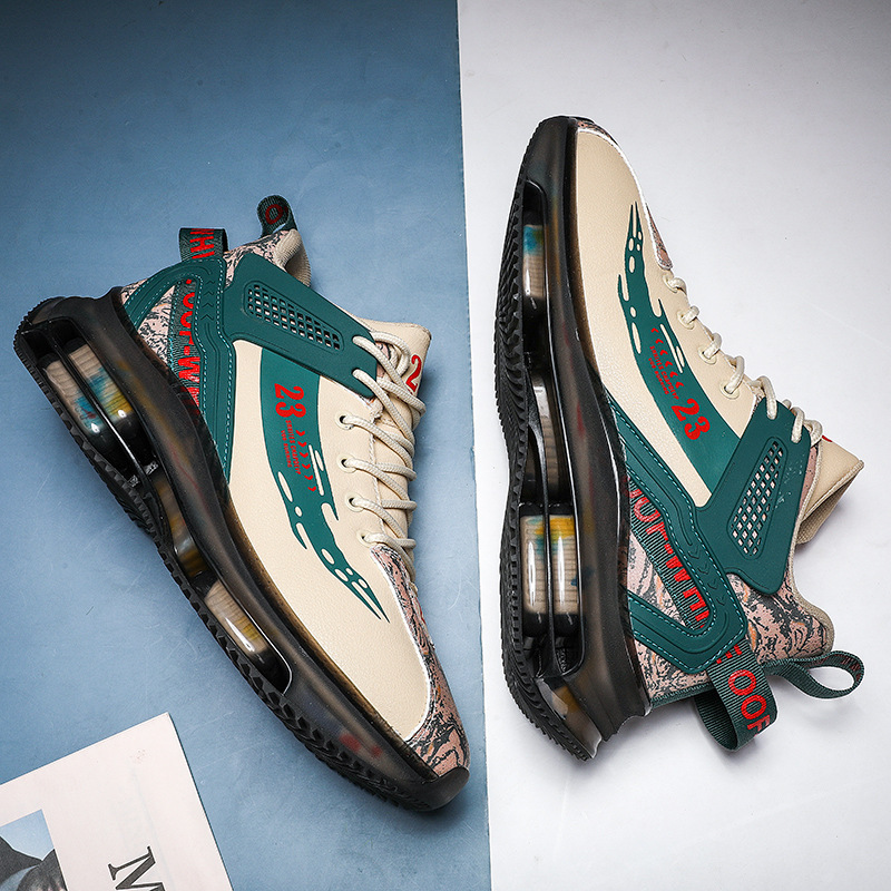 鞋子男鞋冬季新款皮面气垫软底跑步运动鞋男款百搭网红休闲老爹鞋