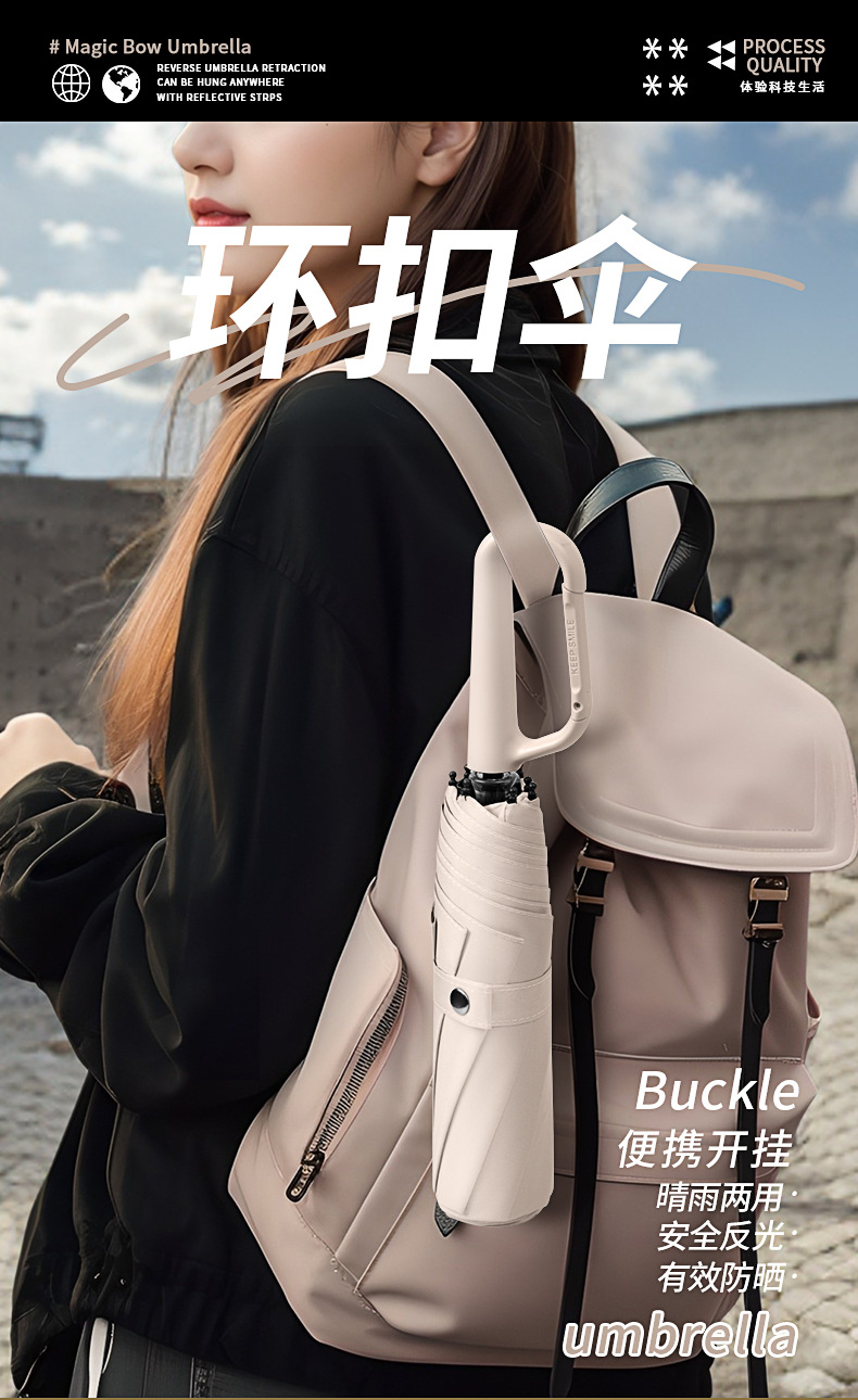 21寸环扣8骨手动折叠晴雨两用伞大号挡风雨伞双人防紫外线遮阳伞详情1