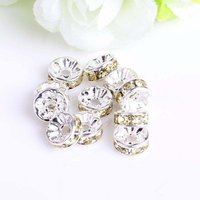 手工钻圈隔珠 彩色手链镶钻隔片车轮圈6/8/10/12mm diy饰品配件详情13