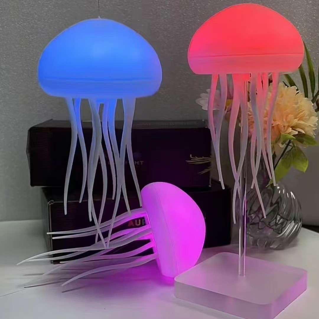 New creative intelligent voice-controlled jellyfish lamp, floating colorful atmosphere lamp, hanging lamp, bedroom bedside decoration, night light