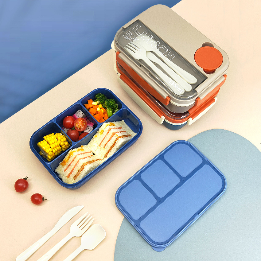Plastic Lunch Box Students Portable Compartments Single-Layer Bento Box Office Workers Can Microwave Lunch Box Cross-Border Amazon Specification drawing