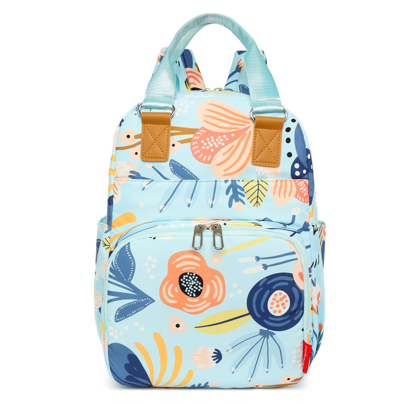 印花大容量外出双肩包时尚女背包婴儿奶瓶保温跨境热销母婴妈妈包