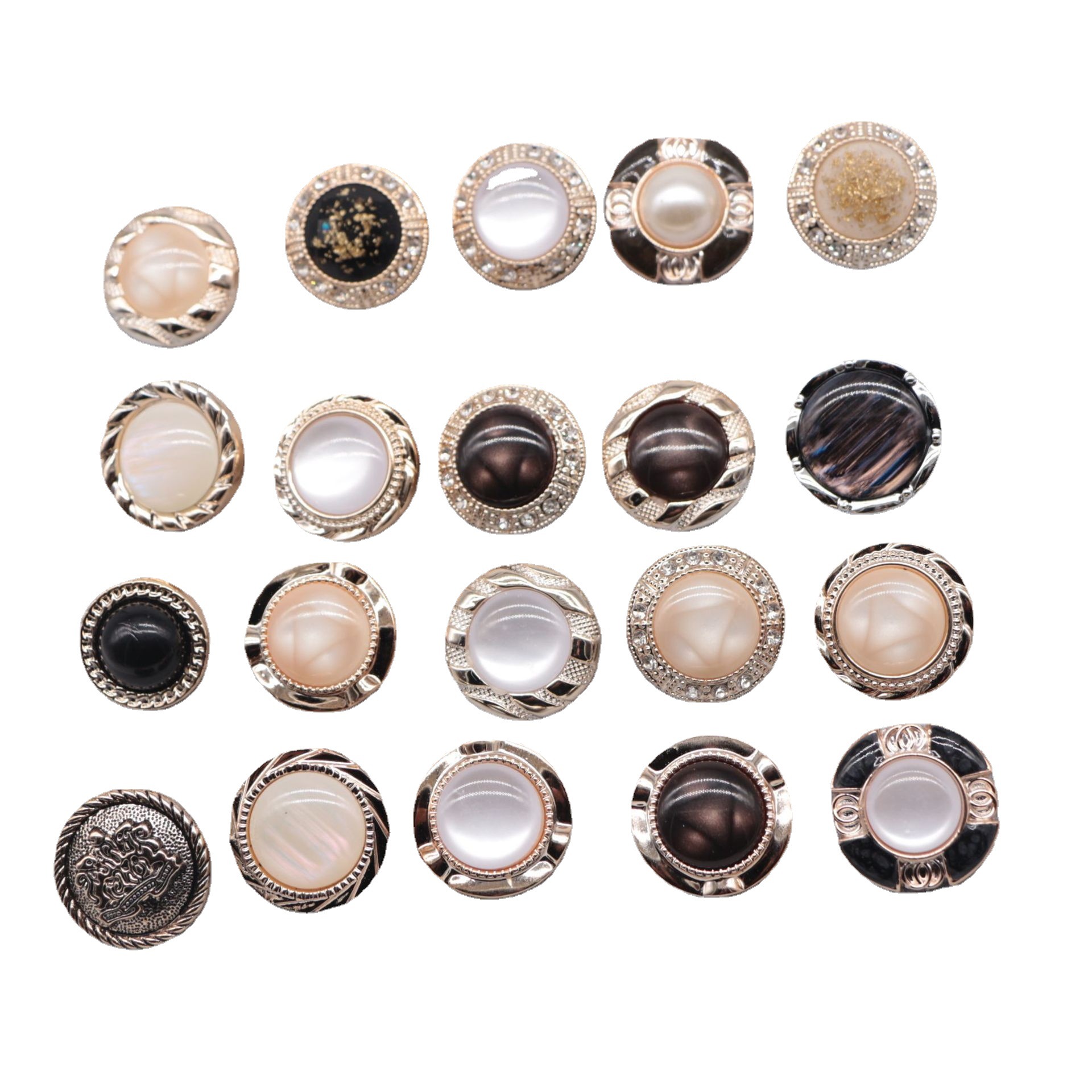 Large metal round high-end small censer button coat button pearl wool coat decorative button, versatile decoration for women Item Picture
